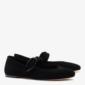 Larroude Verona Black Suede Ballet Flats with